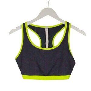 Zuzuzen Active Sports Bra Racerback Gray and Neon Green size Large